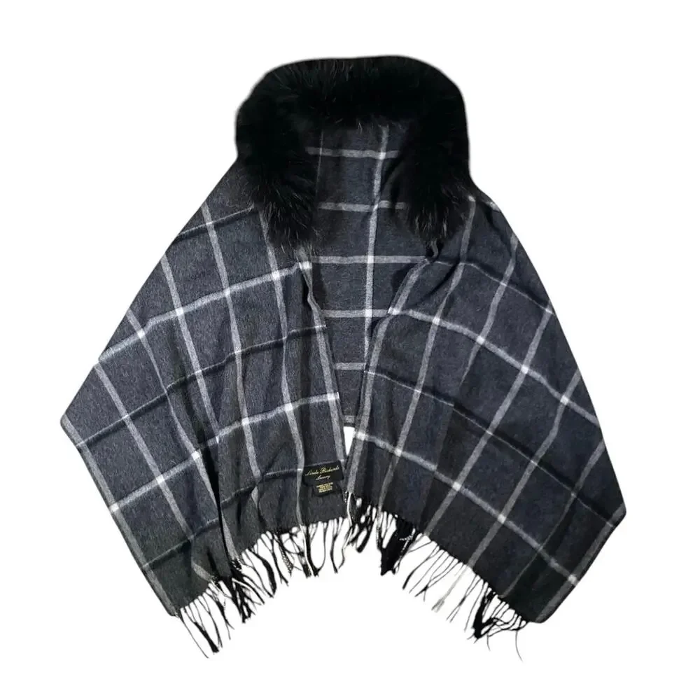 Linda Richards Luxury Fur Trim Scarf Wrap